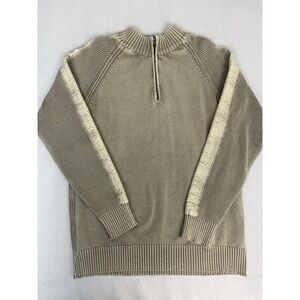 BKE Athletic Fit Men's XL Quarter Zip Sweater Tan Ribbed Knit Pullover Buckle